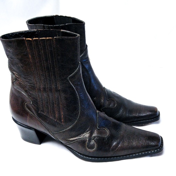 Via Spiga Shoes - Women's Sz 6 Lizard Ankle Bootie Cowboy Rocker